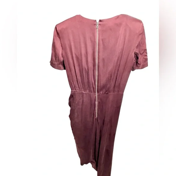 Alice + Olivia Burgundy Silk Draped Midi Dress Cocktail Wedding Guest Prom